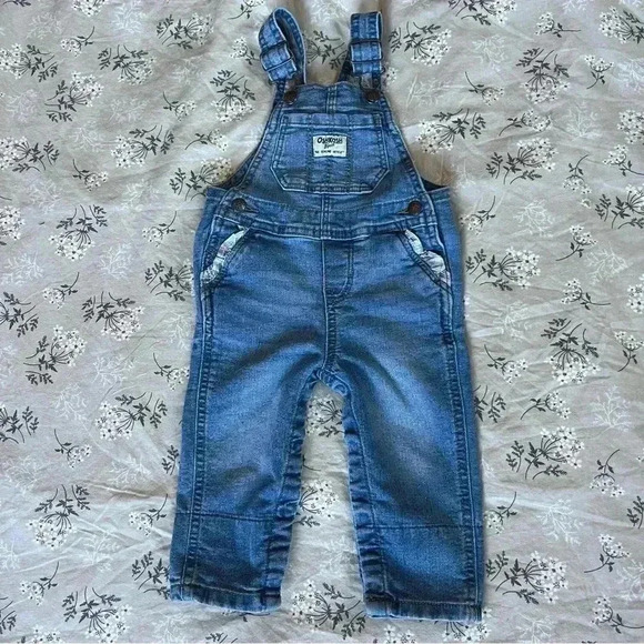 Oshkosh Denim Overalls Girls Size 12M - Picture 1 of 10